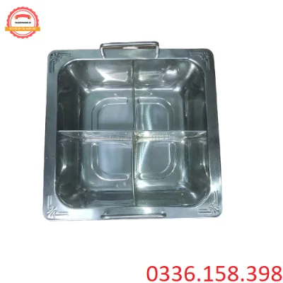 Nồi lẩu inox vuông 4 ngăn đáy vát