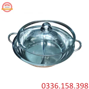 Nồi lẩu inox tròn hai ngăn giá rẻ