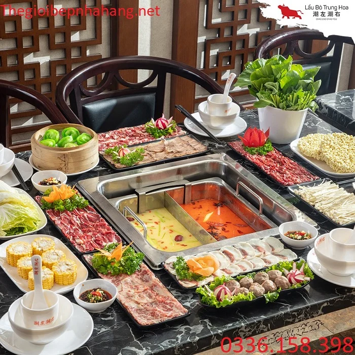 Bộ nồi lẩu inox âm bàn nhà hàng