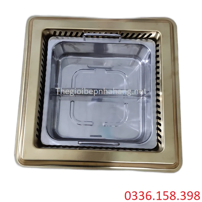 Bộ nồi lẩu âm bàn màu vàng