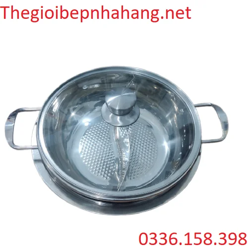 Nồi lẩu bằng inox tròn hai ngăn Nồi lẩu bằng inox tròn hai ngăn