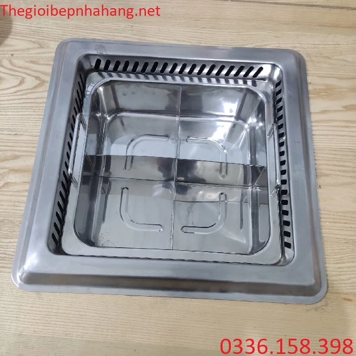 Bộ khung bếp lẩu 4 ngăn vuông âm bàn