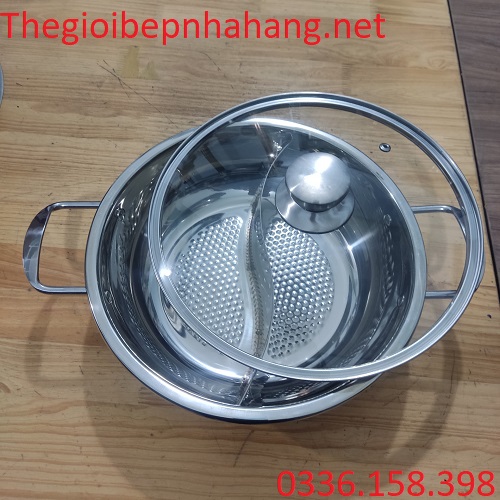 Nồi ăn lẩu bằng inox 2 ngăn tròn