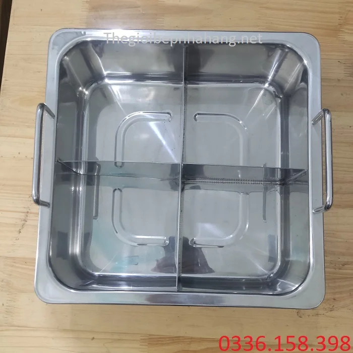 Nồi ăn lẩu bằng inox 4 ngăn vuông