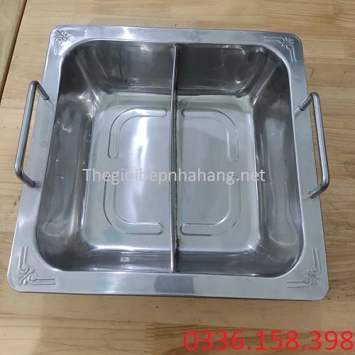 Nồi ăn lẩu bằng inox 2 ngăn vuông