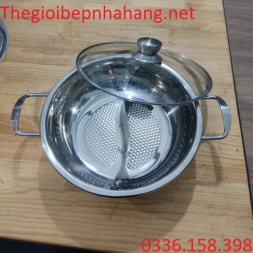 Nồi ăn lẩu bằng inox 2 ngăn tròn