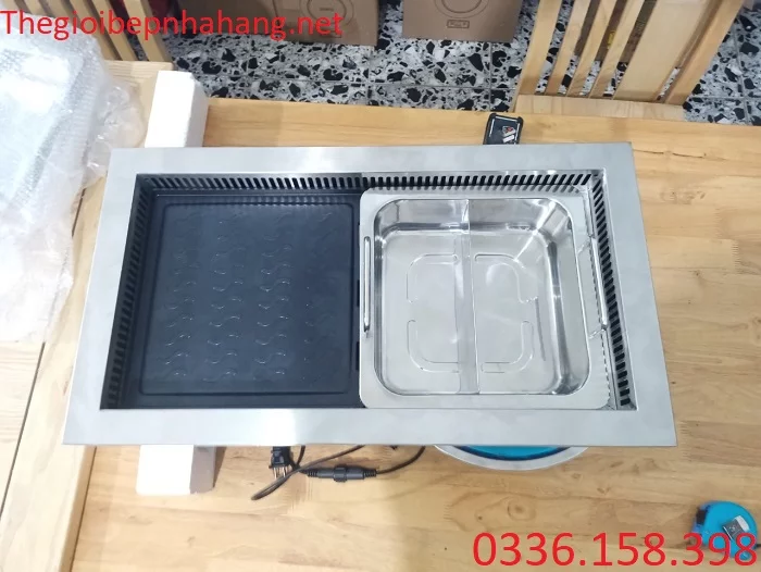 Bếp lẩu và nướng âm bàn 2 trong 1