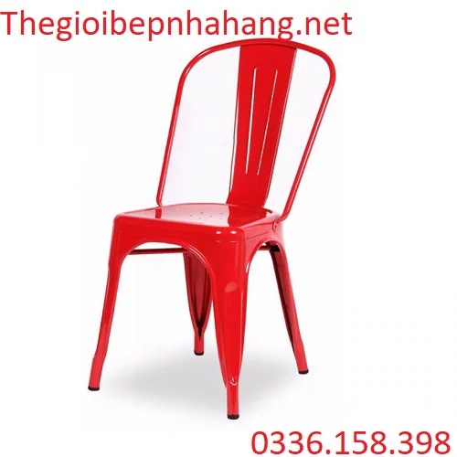 Ghế sắt ngoài trời có tựa lưng màu đỏ