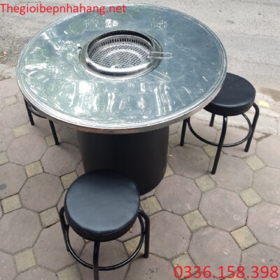 Bộ bàn ghế tròn bằng inox cho nhà hàng