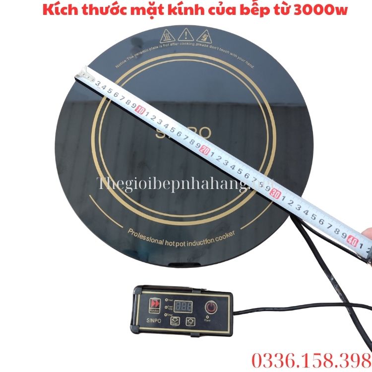 Kích thước mặt kính của bếp từ 3000w