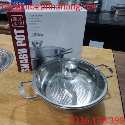 Nồi lẩu bằng inox tròn 2 ngăn