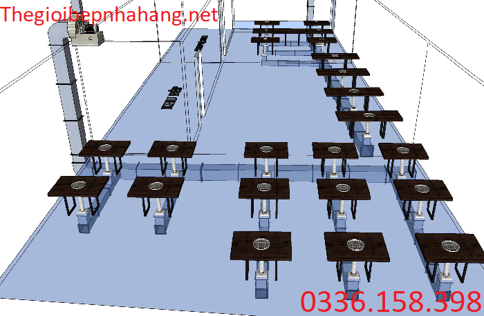 Hệ thống hút khói nhà hàng nướng hút âm