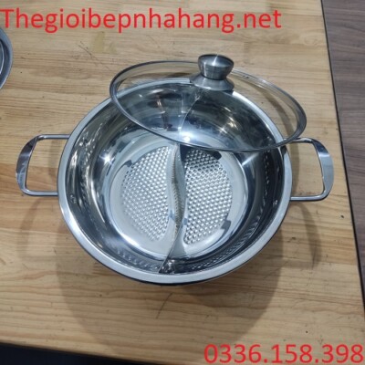 Bán nồi lẩu 2 ngăn tròn bằng inox