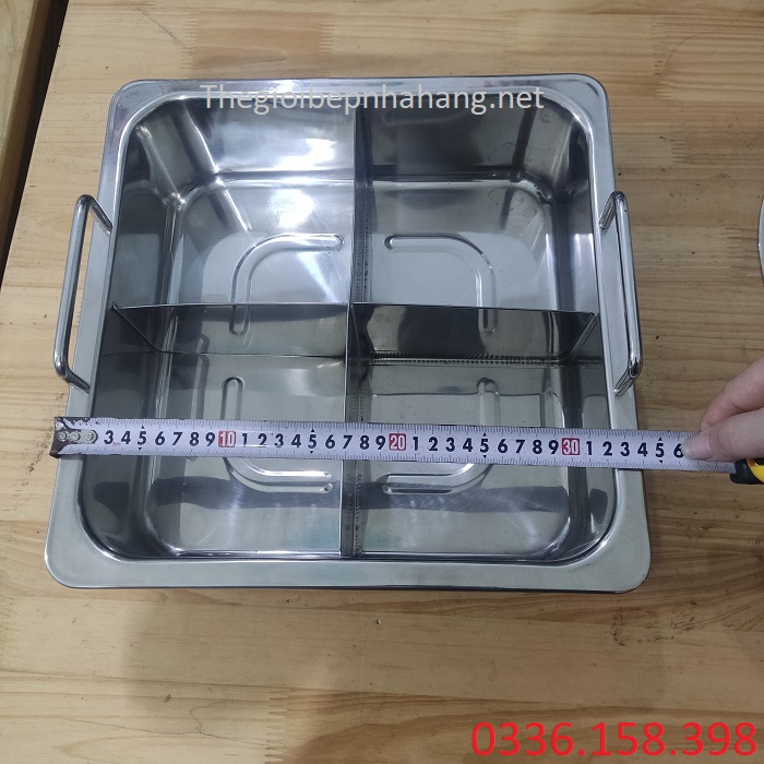 Kích thước của nồi lẩu 4 ngăn vuông