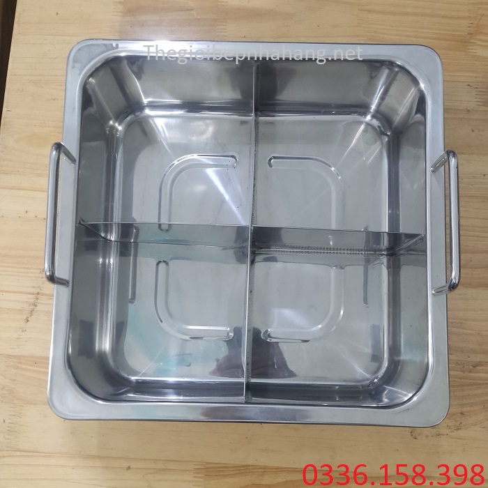 Nồi ăn lẩu bằng inox 4 ngăn vuông
