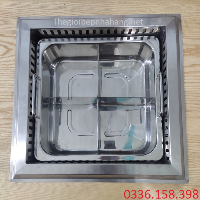 Bộ bếp lẩu âm bàn vuông cho nhà hàng